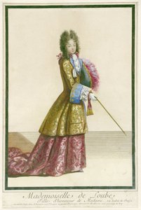 Mademoiselle de Loube, druhna Madame, w stroju myśliwskim. (tytuł na obiekcie)