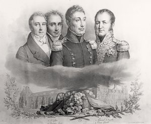 Rząd Tymczasowy z 29 lipca 1830 r. Od lewej do prawej: Jacques Lafitte (1767-1844), Casimir Perier (1777-1832), generał Lafayette (1757-1834) i hrabia Etienne Maurice Gerard (1773-1852) 1831 (