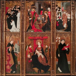 Retable de la vierge, Saint Augustin et Saint Nicolas de Tolentino - Ołtarz Dziewicy, Świętego Augustyna i Świętego Mikołaja z Tolentino - Antoine de Lonhy (1446-1490) Tempera i olej na drewnie 1462 Museu Nacional d