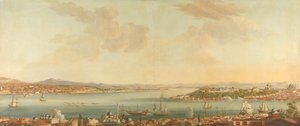 Widok Konstantynopola (Stambuł) i Seraju z poselstwa szwedzkiego w Pera autorstwa Antoine van der Steen