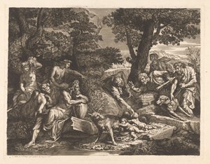 Romulus i Remus odnalezione przez pasterzy autorstwa Antoinette Bouzonnet