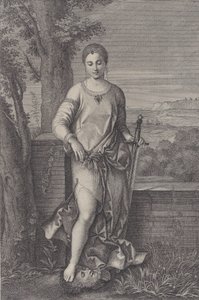 Judyta stojąca z nogą na głowie Holofernesa, ca. 1729. autorstwa Antoinette Larcher