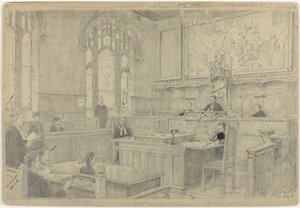 Studium całej kompozycji do (nieukończonego) obrazu dworu holenderskiego w Londynie, czerwiec 1942 autorstwa Anton Abraham van Anrooy