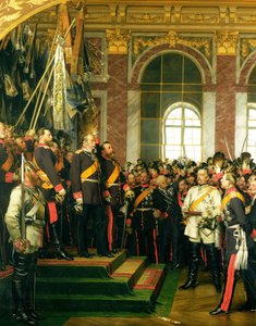 Proklamacja Wilhelma jako cesarza nowej Rzeszy Niemieckiej w Sali Lustrzanej w Wersalu 18 stycznia 1871 r., malowana 1885 r. (patrz także 153620)
