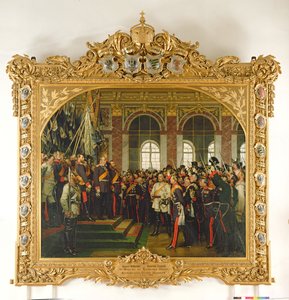 Proklamacja Wilhelma jako cesarza nowej Rzeszy Niemieckiej, w Sali Lustrzanej w Wersalu 18 stycznia 1871, namalowana 1885 (patrz także 153620)