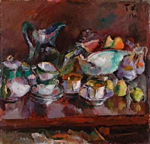 Martwa natura z filiżankami kawy - Obraz Antona Faistauera (1887-1930)