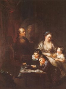 Rodzina artysty przed portretem Johanna Georga Sulzera autorstwa Anton Graff