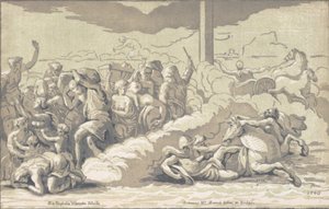 Izraelici przechodzący przez Morze Czerwone, ok. 1 godz. 1740.