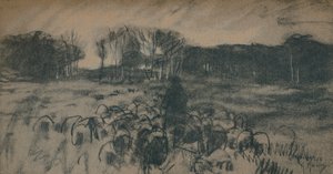Szkic pasterza i jego stada, XIX w. autorstwa Anton Mauve
