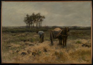 Kopanie piasku, czyli wózek z piaskiem, ok. 1875 r. autorstwa Anton Mauve