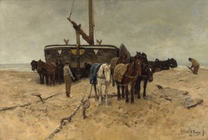 Łódź rybacka na plaży autorstwa Anton Mauve