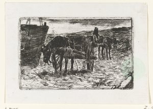 Samochody na plaży? autorstwa Anton Mauve