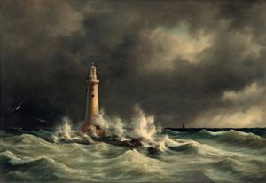 Latarnia morska w Stora Bält autorstwa Anton Melbye