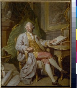 Portret L Henningera - Obraz Antona Pavlovicha Losenko (1737-1773), olej na płótnie (31,5x26cm), około 1760 - (Portret L Henningera, olej na płótnie Antona Pavlovicha Losenko