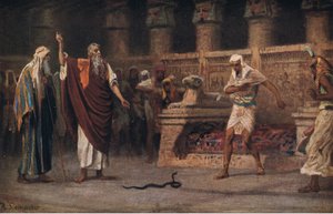 Mojżesz i Aaron przed faraonem, z Hulberts Story of the Bible wydanej przez The John Winston Company, 1932