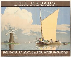 The Broads: Holidays Afloat”, plakat reklamowy (litografia kolorowa) autorstwa Anton Van Anrooy