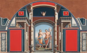 Mural rzymskiego domu na terenie Villa Negroni w Rzymie, przedstawiający Bachusa i Ariadnę. 1783