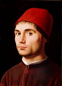 Portret mężczyzny lub autoportret Obraz Antonello di Antonio dit Antonello da Messina (1430-1479) 1473 cm. 35,5x25,5 Londyn, Galeria Narodowa