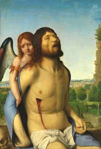Martwy Chrystus podtrzymywany przez anioła autorstwa Antonello da Messina