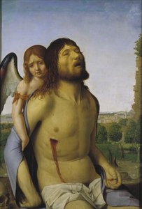 Martwy Chrystus wspierany przez anioła autorstwa Antonello da Messina