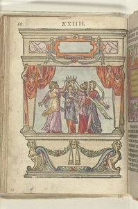 Etap, w którym personifikacje Chwały, Majestatu, Szczodrości, Wspaniałości i Skromności razem trzymają koronę, 1578