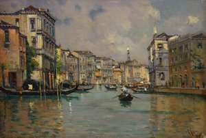 Riva degli Schiavoni, Wenecja (olej na drewnie) autorstwa Antonia Maria de Reyna Manescau