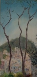 Włoskie drzewa, Wybrzeże Amalfi, 2018 (olej na płótnie) autorstwa Antonia Myatt