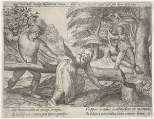 Wykarczowanie lasu Uprawa zbóż (tytuł serii) autorstwa Antonie Wierix (II) (possibly)