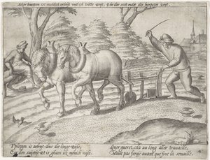 Orka ziemi Uprawa zbóż (tytuł serii) autorstwa Antonie Wierix (II) (possibly)