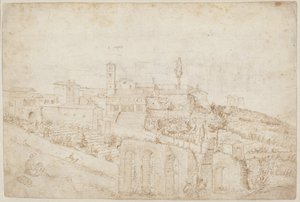 Kościół S. Gregorio Magno na Wzgórzu Celijskim (verso) autorstwa Antonie van den Wyngaerde