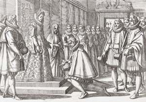 Filip III, król Hiszpanii przed Małgorzatą Austriacką autorstwa Antonio (after) Tempesta