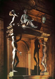 Posągi dwóch nagich i pozbawionych skóry mężczyzn, znanych jako gli spellati (oskórowani), teatr anatomiczny autorstwa Antonio (d.1663) Paolucci