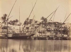 Widok Asuanu - Wzdłuż Nilu, ok. 1930 r. 1870 - 1880. autorstwa Antonio Beato