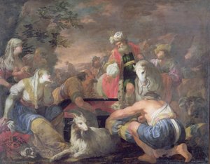 Laban szuka swoich idoli (olej na płótnie)