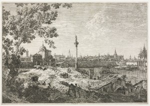 Panorama miasta nad rzeką. autorstwa Giovanni Antonio Canal