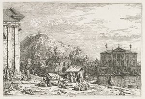 Widoki: Miasto za rzeką, 1735-1746. autorstwa Giovanni Antonio Canal