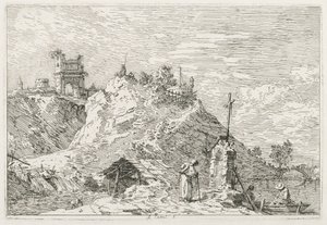 Widoki: Pielgrzym na modlitwie, 1735-1746. autorstwa Giovanni Antonio Canal