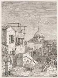 Widoki: Dom z napisem, 1735-1746. autorstwa Giovanni Antonio Canal