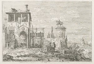Widoki: Pomnik jeździecki autorstwa Antonio Canaletto