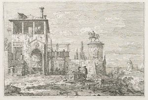 Widoki: Pomnik konny, 1735-1746. autorstwa Giovanni Antonio Canal