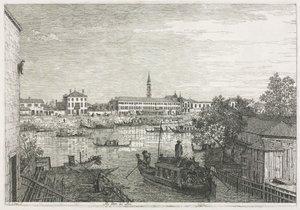 Widoki: Port w Dolo, 1735-1746. autorstwa Giovanni Antonio Canal