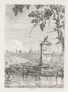 Views: Mały pomnik pod drzewem autorstwa Antonio Canaletto