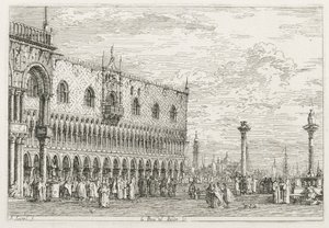 Widoki: Kamień proklamacji w Wenecji, 1735-1746. autorstwa Giovanni Antonio Canal