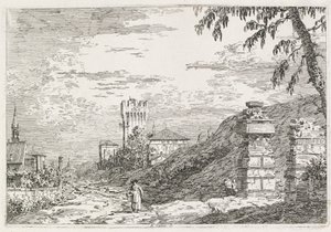 Widoki: Dwa zniszczone filary autorstwa Antonio Canaletto