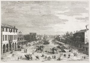 Widoki: Widoki na Mestre, miasto w prowincji Wenecja autorstwa Antonio Canaletto