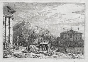 Widoki na Wenecję i okolice: miasto za rzeką autorstwa Antonio Canaletto