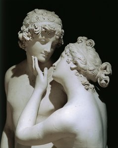 Wenus i Adonis, Antonio Canova (1757-1822), marmurowa grupa figur, detal