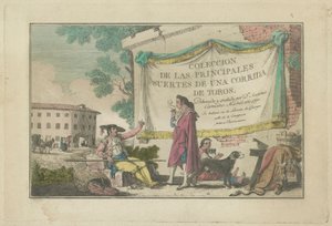 Tabliczka tytułowa z serii Kolekcja głównych akcji w walce byków autorstwa Antonio Carnicero