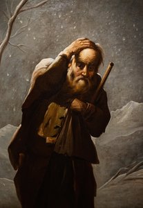 Stary człowiek w śniegu autorstwa Antonio Cifrondi
