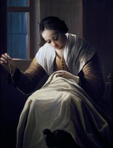 Krawcowa, Antonio Cifrondi (1657-1730), olej na płótnie autorstwa Antonio Cifrondi